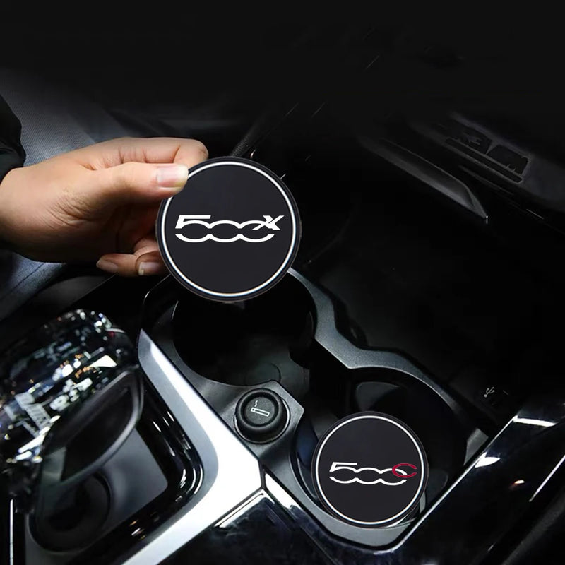 2 alfombrillas de goma antideslizantes para taza de agua de coche, impermeables, para Fiat 500, 500C, 500X, 500L, Abarth 695, accesorios para coche.