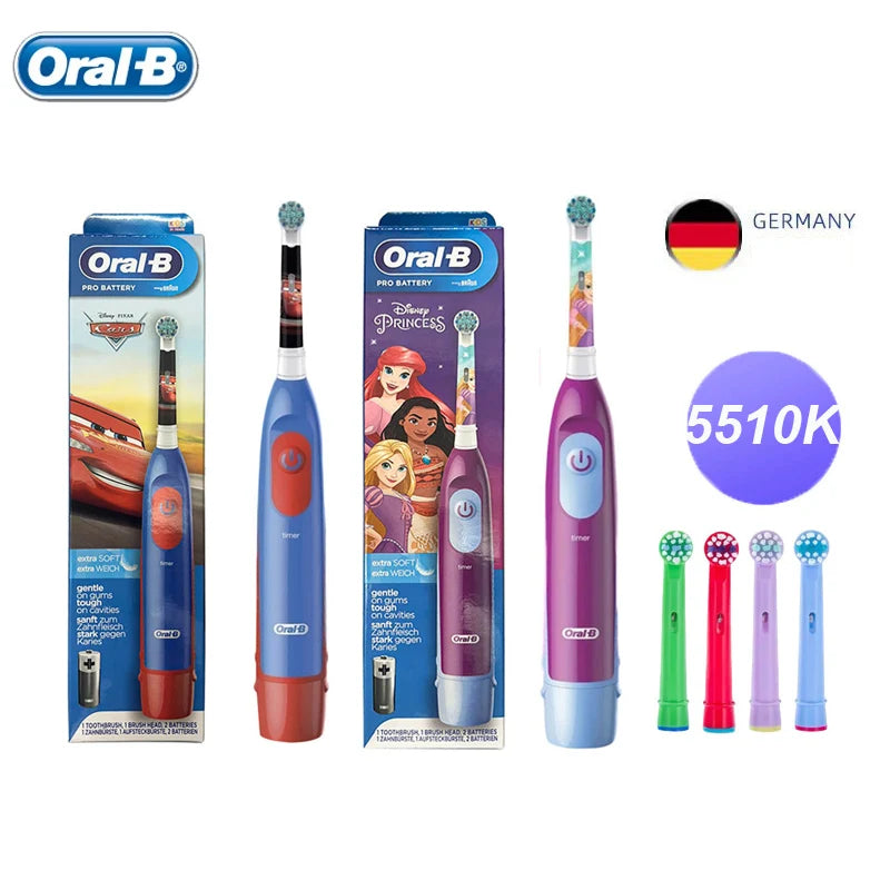 Oral B Electric Toothbrush Children Rotary Clean Soft Bristle 2 Min Timer Waterproof Teeth Brush with Replacement Brush Refill