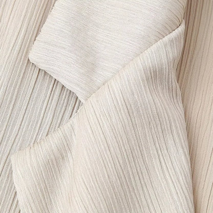 Conjunto de chaqueta y pantalón de traje cruzado con efecto arrugado para mujer, primavera y verano 2024, estilo europeo y americano