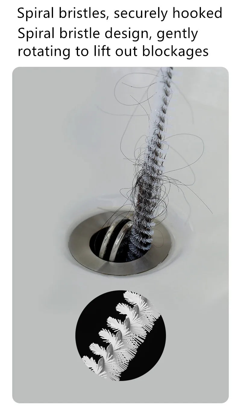 Cepillo de dragado de tuberías, largo, limpio, para cocina, baño, cabello, alcantarillado, fregadero, limpieza de tuberías de drenaje, limpiador flexible, herramienta para eliminar tapones y agujeros.