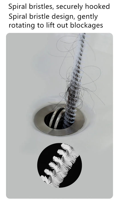 Cepillo de dragado de tuberías, largo, limpio, para cocina, baño, cabello, alcantarillado, fregadero, limpieza de tuberías de drenaje, limpiador flexible, herramienta para eliminar tapones y agujeros.