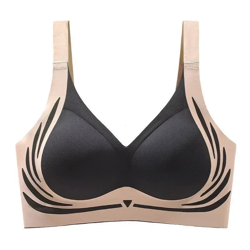 Sujetador Push-up inalámbrico Super Gather para mujer, ropa interior ajustable con soporte suave, sujetador de realce sin costuras antiflacidez