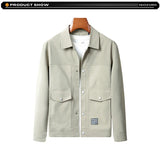 New Spring Autumn Men Outdoor Leisure Windbreak Lapel Jacket Men Solid Color Fashion Style Brand Loose Jacket Coat Male Clothing