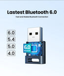 USB Bluetooth Adapter, Bluetooth 6.0 Dongle for PC Windows 11/10/8.1, Bluetooth Receiver & Transmitter for Keyboard/Mouse