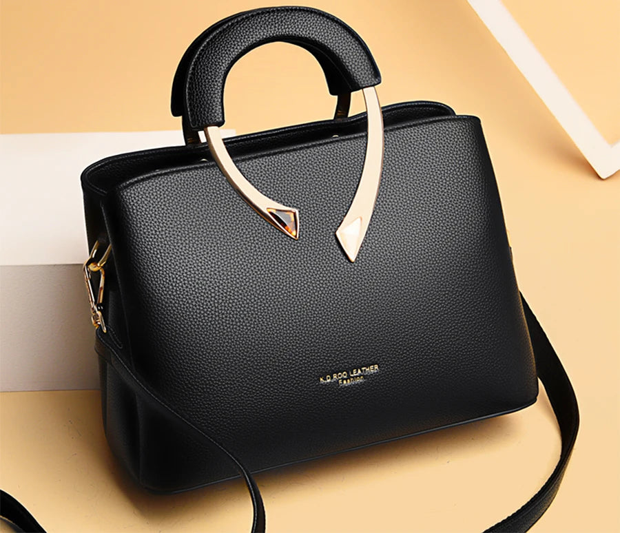 2026 New Style Crossbody Bag Medium Mom Bag Lychee Pattern Large Soft PU Zipper Closure Daily Use Fashionable Ladies Handbag Sac