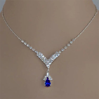 Collar de mujer con incrustaciones de circonita y gotas de agua de colores azul, verde y rojo, accesorios de moda