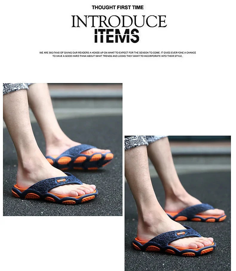 Men's Summer 2025 Trendy Flip-Flops Beachwear Slippers Anti-slip Deodorant Casual Shoes Plastic Slip-On Sandals for Adults