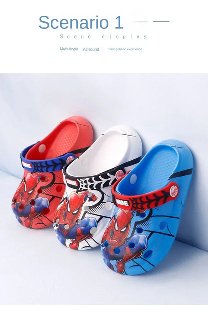 Disney Children's Slippers Summer Boys Spiderman Slipper Anti-slip Hole Kids Beach Shoes Soft Bottom Toddler Home Slipper