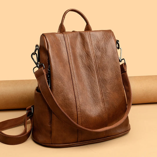 Brand Luxury Backpacks Soft Leather Waterproof Bagpack Young Anti-itheft Student Bags Multifunction Mochilas Feminina Sac A Dos