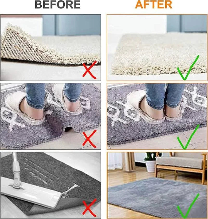 16/8 pegatinas antideslizantes para alfombras, reutilizables, lavables, antirrugas, fijas, para suelo, cinta adhesiva, almohadilla de esquina