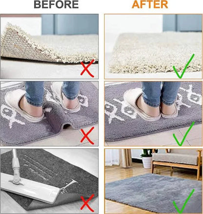 16/8 pegatinas antideslizantes para alfombras, reutilizables, lavables, antirrugas, fijas, para suelo, cinta adhesiva, almohadilla de esquina