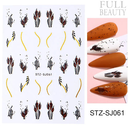 Stickers for Nails Marine Punk Black Line Design Art Slider Party Cool Decoration Adhesive Decal Emboss DIY Manicure Accessories