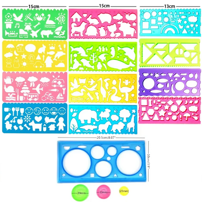 Animal Geometry Art Multifunctional Hollow Rulers Drafting Tools School Painting Supplies Office Kid Art Drawing Stationery Rule