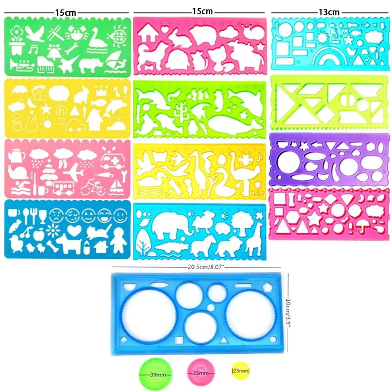 Animal Geometry Art Multifunctional Hollow Rulers Drafting Tools School Painting Supplies Office Kid Art Drawing Stationery Rule