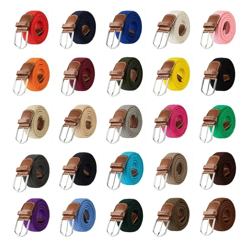 Women's Belt Fashion Casual Woven Elastic Belt Outdoor Sports Military Tactical Strap Climbing Work Belt Unisex Jeans Pants