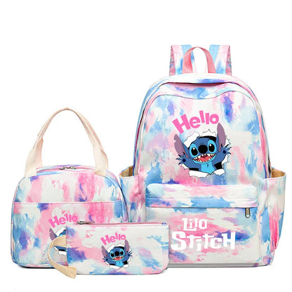 Mochila colorida de Disney Lilo Stitch, juego de 3 piezas para mujer, mochilas escolares informales con bolsa de almuerzo, mochila para niña, niño, estudiante y adolescente.