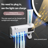 Toothbrush Holder Toothpaste Dispenser Solar Energy Bathroom Toothbrush Storage Box Multi-function Storage Holder USB Charge