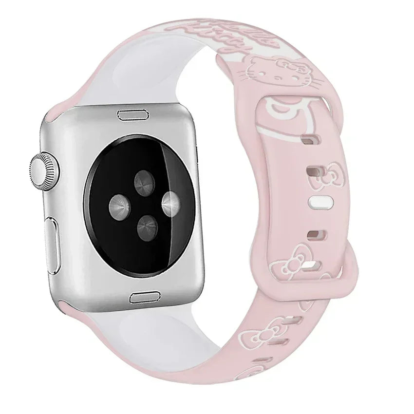 Correa de silicona de dibujos animados para Apple Watch Series 9, 8, 7, 41mm, 45mm, 38mm y 40mm, bonita correa para iWatch SE 6, 5, 4, 3, 44mm y 42mm