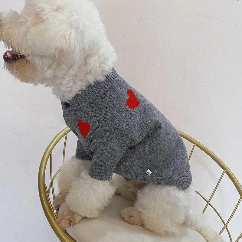 Adorable suéter de punto para perros y gatos, ropa protectora cálida y de moda para otoño e invierno, abrigos y chaquetas para mascotas, marca de moda disponible.
