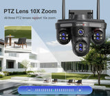 LS VISION 10X Optical Zoom 4-Screens WiFi IP Camera  35MP Outdoor Wifi Security PTZ Cam Auto Tracking Home Surveillance Cameras