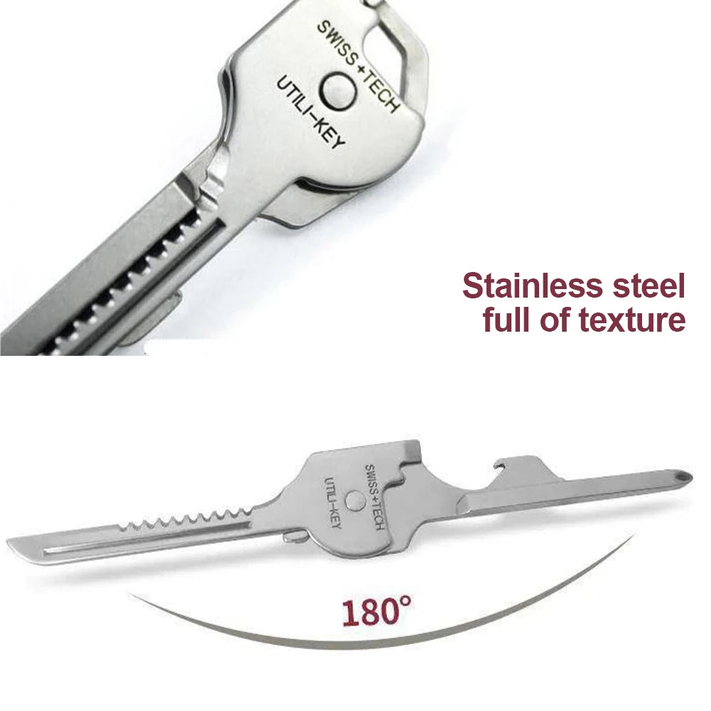 Utili Key Shape Mini Multi Tool Multipurpose Knife Opener Screwdriver Ring Keychain Pocket Survive Edc Gear Utility Pocket Kit
