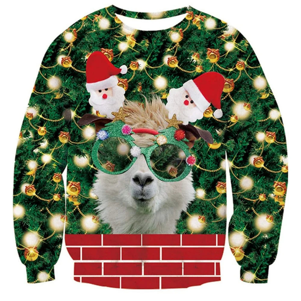 Funny animal Goat graphics Ugly Christmas sweater Fashion pet Cat Dog sweatshirt for women Clothes Christmas Boy Gift 3d jumper