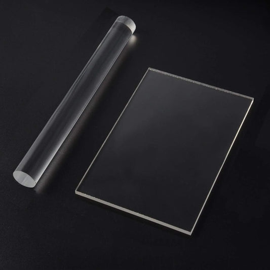 Acrylic Clay Roller with Acrylic Sheet Acrylic Round Clay Non-Stick Rollers for Shaping and Sculpting, Polymer Clay Craft Tool