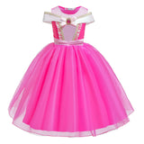 Girl Pink Dress Aurora Cosplay Costume Princess Deluxe Outfit Children Summer Brthday Party Elegant Gown Fairy Disguise Sets