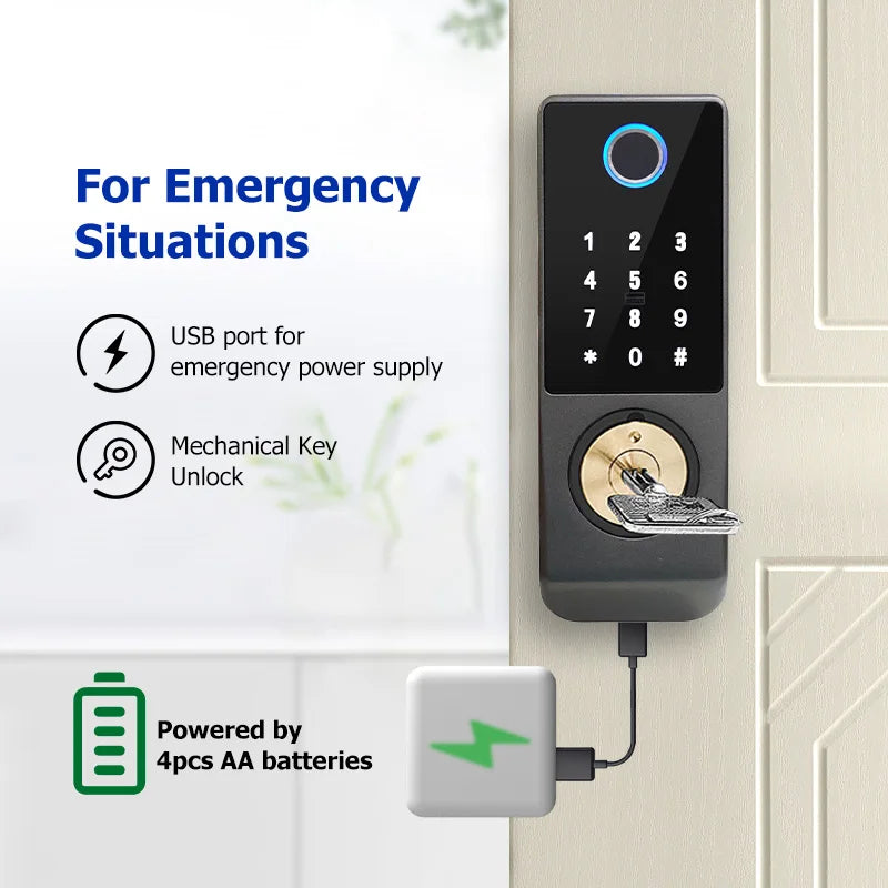 Tuya WIFI Double Side Fingerprint Lock Waterproof Outdoor Gate Passcode Rfid Card Keyless Smart Door Lock