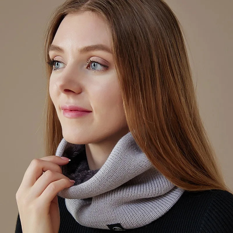Solid Plush Warm Winter Ring Scarf Women Men Knitted Full Face Mask Snood Neck Scarves Thickened Cashmere Scarves All-Match Muffler