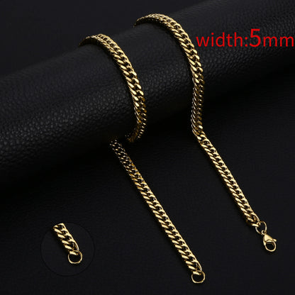 Collar HIYEE de cadena clásica de cuerda para hombre, ancho de 2/3/4/5 mm, cadena cubana tipo fígaro de acero inoxidable, joyería para hombre y mujer.