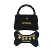 Black Luxury Designer Dog Toys Pet Birthday Gifts Puppy Chewing Accessory Handbag Bone Puppy Squeaky Toys
