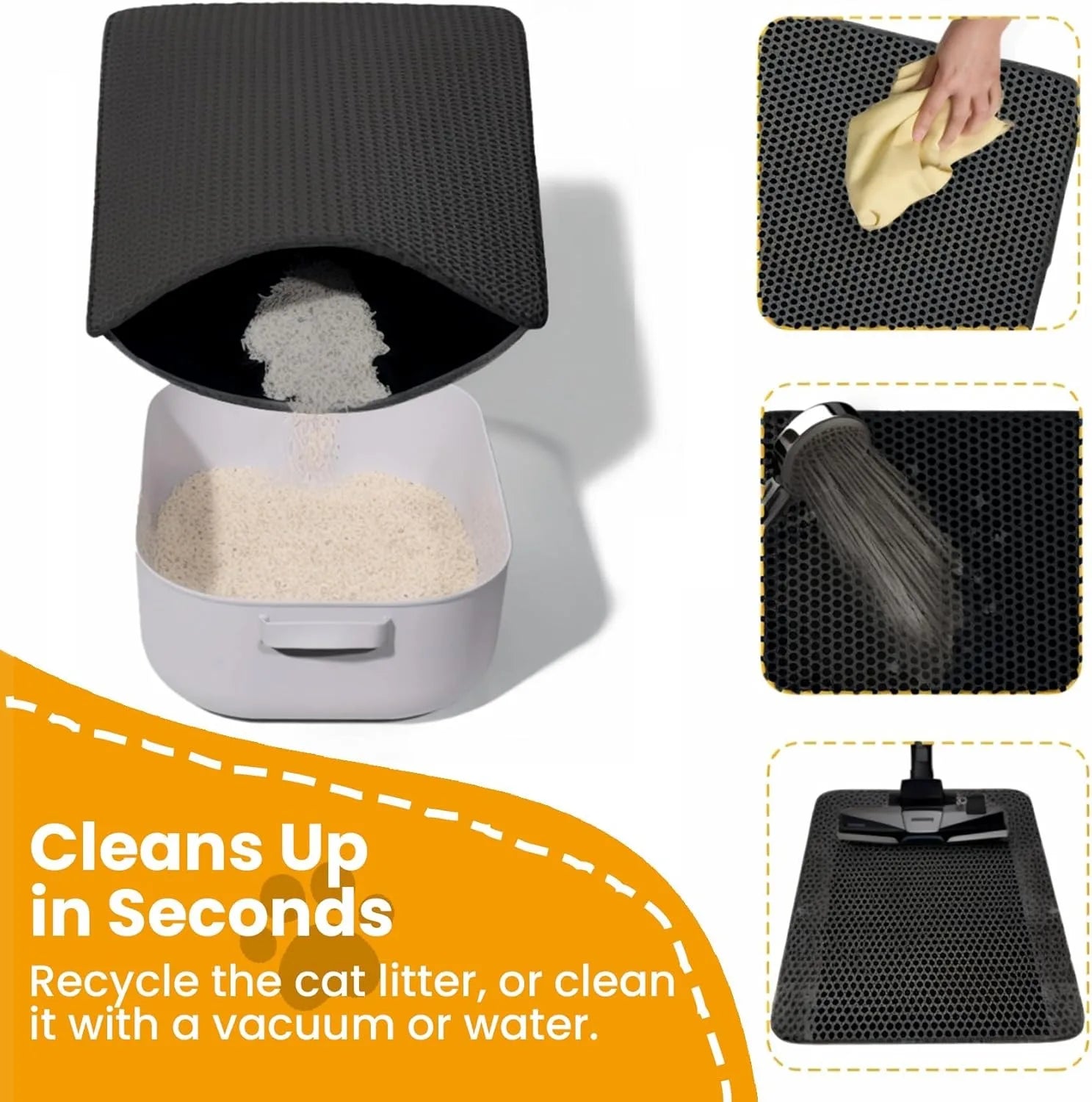 Cat Litter Mat Double Layer Pet Non-Slip Large Cat Litter Box Filter Mat Wear-Resistant Waterproof Anti-Slip Cat Litter Mat
