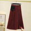 Casual cintura alta solta assimétrica longa a linha saia plissada moda coreana streetwear básico outono inverno roupas tamanhos grandes