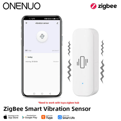 Tuya ZigBee Vibration Detector Smart Life App Monitor remote Security Protection Zigbee Sensor Motion Shock Alarm Need Gateway
