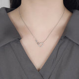 GaaBou-925 Sterling Silver Interlocking Colares para Mulheres, Coração De Zircão, Jóias De Qualidade De Luxo, Presente Feminino