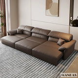 Electric Genuine Leather Sofa Bed Convertible Recliner – Modern Sectional Sleeper Couch with Adjustable Seats and Chaise Lounge