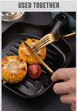 30pcs Black Dinnerware Set Stainless Steel Steak Knife Fork Coffee Spoon Teaspoon Flatware Dishwasher Safe Kitchen Tableware Set