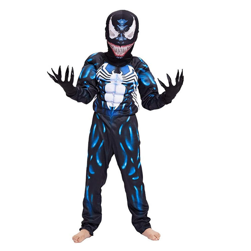 Disfraz de superhéroe para niños, disfraz de veneno de araña negro, disfraz de fantasma, mono Unisex de LICRA 3D, mono para niños, Cosplay de Halloween