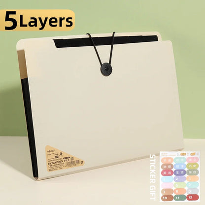 5/8/13 Layers A4 File Folder Storage Bag Test Paper Desktop Tool School Stationery Office Supplies