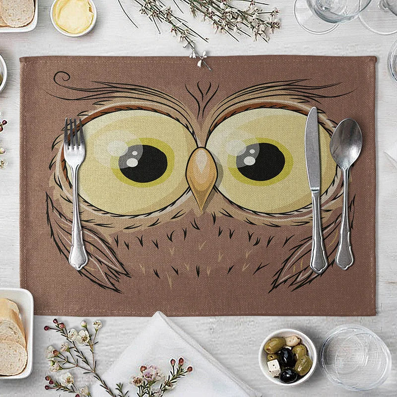 40X30cm Animal Cotton Linen Table Mat Cartoon Pig Bear Fox Frog Pattern Placemats For Children Kids Kitchen Dining Place Mats