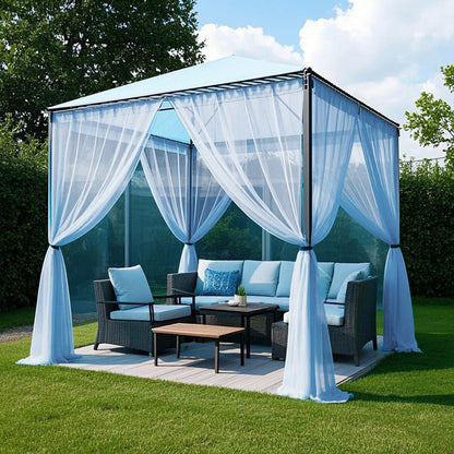 Outdoor Sheer Curtains for Patio Mosquito Netting Rod Pocket Garden Mesh Voile Drapes Mosquito Curtains for Porch Pergola