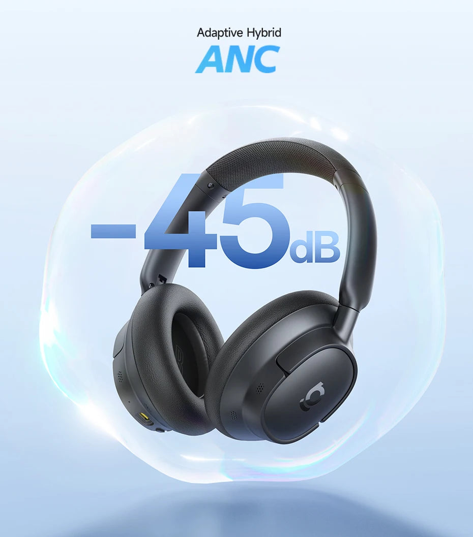 Fone de Ouvido Sem Fio Baseus EH10 NC ANC com Cancelamento de Ruído Híbrido Adaptativo de 45dB, Hi-Res LDAC, Bluetooth 6.0 e 80 Horas de Autonomia
