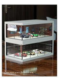 1/64 Simulated Alloy Car Model Showroom for Boy Miniature Acrylic Parking Lot Car Display Stand with Lights Kids Collection Toys