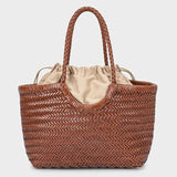 French Leather Woven Bag Fashion Simple Basket Bag Retro Advanced Handmade Bag New Versatile Commuting Women's Shoulder Handbag