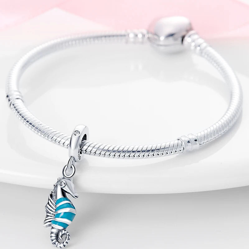 Ocean Series - Original Genuine 925 Sterling Silver Turtle Crab Mermaid Charm Beads Suitable for 3mm Bracelet DIY Making Pendant