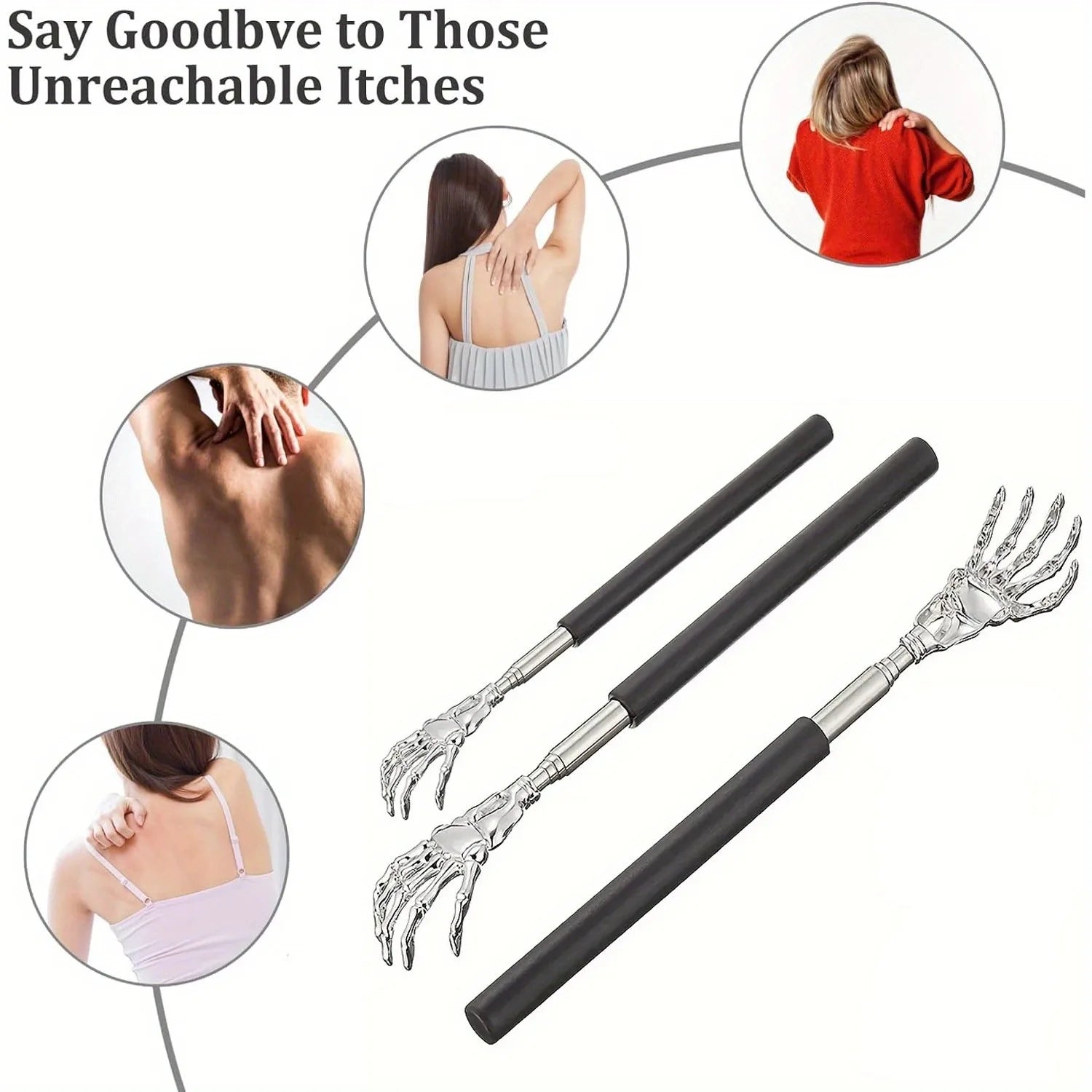 Skull Palm Telescopic Back Scratcher Hand Massager Back Slap with Rubber Handles Fun and Novel Tool for Decompression Hand Stick