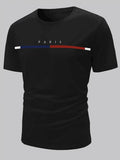 Paris Theme Pattern Print  T-shirt,Pattern T-shirt Men's Summer Wear,Men's Clothing