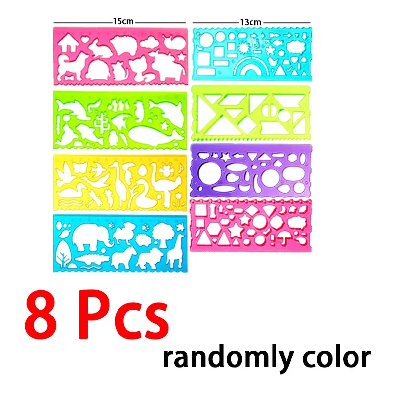 Animal Geometry Art Multifunctional Hollow Rulers Drafting Tools School Painting Supplies Office Kid Art Drawing Stationery Rule