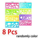 Animal Geometry Art Multifunctional Hollow Rulers Drafting Tools School Painting Supplies Office Kid Art Drawing Stationery Rule